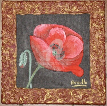 Painting titled "coquelicot" by Armelle Cailly, Original Artwork, Acrylic Mounted on Wood Stretcher frame