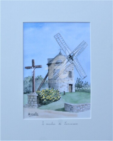 Printmaking titled "Lancieux Le moulin…" by Armelle Cailly, Original Artwork, Digital Print Mounted on Cardboard