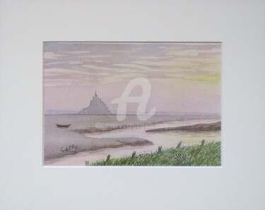 Printmaking titled "Mont Saint Michel l…" by Armelle Cailly, Original Artwork, Digital Print Mounted on Cardboard