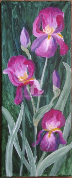Painting titled "Iris mauves" by Armelle Cailly, Original Artwork, Acrylic