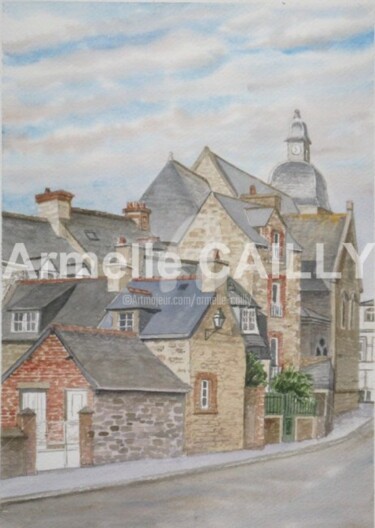 Painting titled "Dinard Saint Enogat" by Armelle Cailly, Original Artwork, Watercolor Mounted on Cardboard