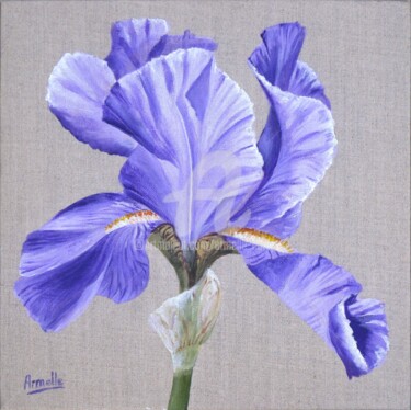 Painting titled "iris violet" by Armelle Cailly, Original Artwork, Acrylic