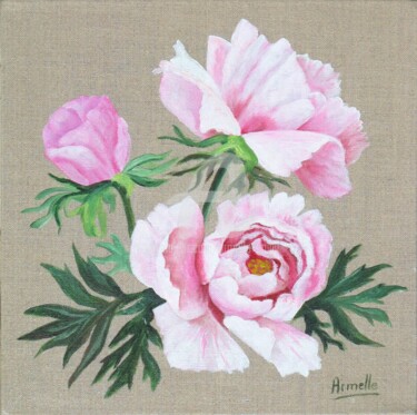 Peinture intitulée "Pivoines roses" par Armelle Cailly, Œuvre d'art originale, Acrylique