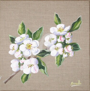 Peinture intitulée "fleurs de pommier" par Armelle Cailly, Œuvre d'art originale, Acrylique