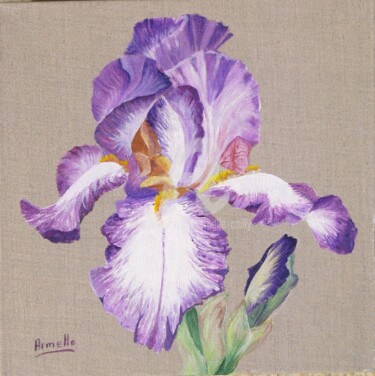 Peinture intitulée "Iris mauves et blan…" par Armelle Cailly, Œuvre d'art originale, Acrylique