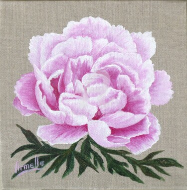 Painting titled "Pivoine rose" by Armelle Cailly, Original Artwork, Acrylic