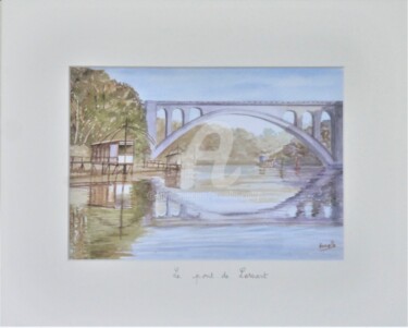 Printmaking titled "Rance: pont de Less…" by Armelle Cailly, Original Artwork, Digital Print Mounted on Cardboard