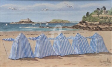 Painting titled "Dinard Pointe du Mo…" by Armelle Cailly, Original Artwork, Watercolor Mounted on Cardboard
