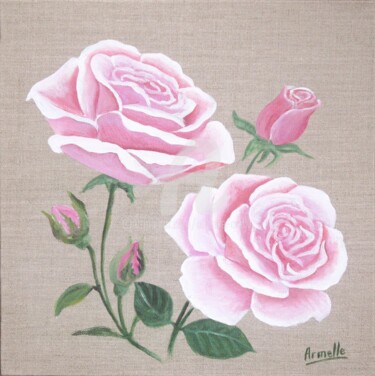 Peinture intitulée "roses roses" par Armelle Cailly, Œuvre d'art originale, Acrylique
