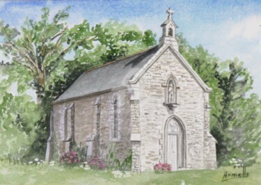 Painting titled "Chapelle de Saint C…" by Armelle Cailly, Original Artwork, Watercolor