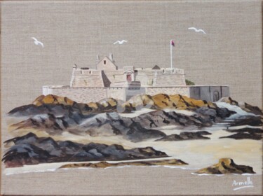 Pintura intitulada "Fort National à Sai…" por Armelle Cailly, Obras de arte originais, Acrílico Montado em Armação em madeira