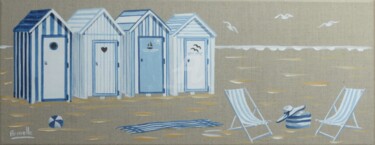 Malerei mit dem Titel "cabines fantaisie e…" von Armelle Cailly, Original-Kunstwerk, Acryl Auf Keilrahmen aus Holz montiert