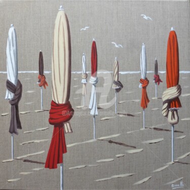 Malerei mit dem Titel "parasols 60x60" von Armelle Cailly, Original-Kunstwerk, Acryl Auf Keilrahmen aus Holz montiert