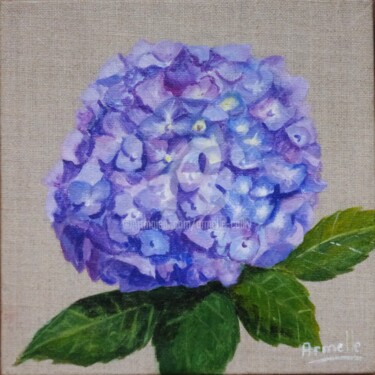 Painting titled "hortensias bleu" by Armelle Cailly, Original Artwork, Acrylic