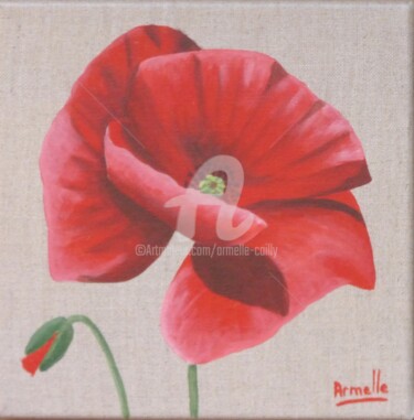Painting titled "coquelicot 1" by Armelle Cailly, Original Artwork, Acrylic