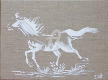 Painting titled "cheval sauvage" by Armelle Cailly, Original Artwork, Acrylic Mounted on Wood Stretcher frame