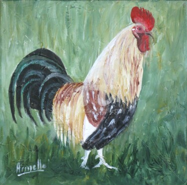 Painting titled "coq" by Armelle Cailly, Original Artwork