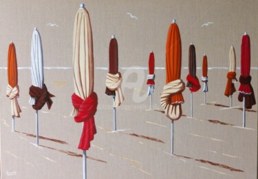 Pintura intitulada "parasols beige et c…" por Armelle Cailly, Obras de arte originais, Acrílico