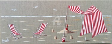 Malarstwo zatytułowany „tente rouge” autorstwa Armelle Cailly, Oryginalna praca, Akryl Zamontowany na Drewniana rama noszy
