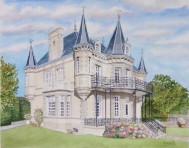 Peinture intitulée "villa à Saint-lunai…" par Armelle Cailly, Œuvre d'art originale, Aquarelle