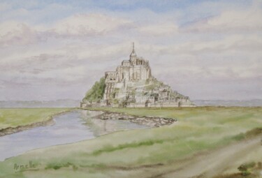 Peinture intitulée "Mont saint Michel" par Armelle Cailly, Œuvre d'art originale