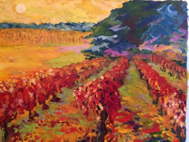 Peinture intitulée "Vigne Rouge à Huism…" par Armelle De Ségogne, Œuvre d'art originale, Huile