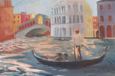 Картина под названием "Venise, le Rialto" - Armelle De Ségogne, Подлинное произведение искусства, Масло