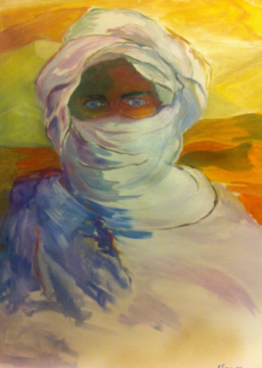 Peinture intitulée "L'homme du désert" par Armelle De Ségogne, Œuvre d'art originale, Huile