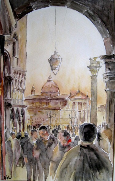 Pintura intitulada "Venise arche" por Armelle Delaplace, Obras de arte originais, Aquarela