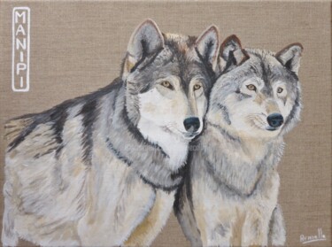 Peinture intitulée "Animaux" par Armelle Cailly (Armelle), Œuvre d'art originale, Acrylique Monté sur Châssis en bois