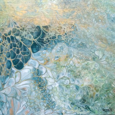 Cellules vertes Peinture intitulée "Cellules vertes" par Armelle Cailly (Armelle), Œuvre d'art originale, Acrylique Monté sur Carton