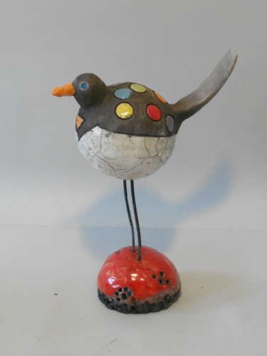 Sculpture intitulée "l'oiseau point" par Armelle Colombier, Œuvre d'art originale, Céramique