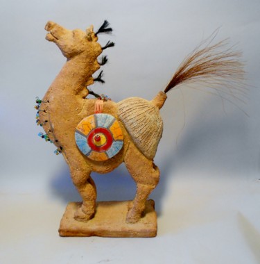 Sculpture intitulée "Le cheval fier" par Armelle Colombier, Œuvre d'art originale, Céramique