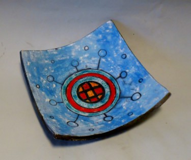 Design titled "Coupelle bleue raku…" by Armelle Colombier, Original Artwork, Home Décor