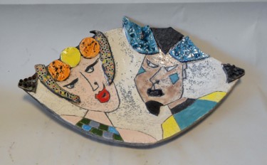 Design intitulée "Coupe duo ovale" par Armelle Colombier, Œuvre d'art originale, Art de la table