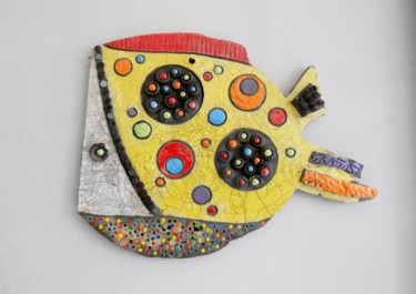 Sculpture titled "Poisson mural" by Armelle Colombier, Original Artwork, Ceramics