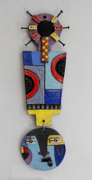 Escultura intitulada "Totem mural atelier…" por Armelle Colombier, Obras de arte originais, Terracota
