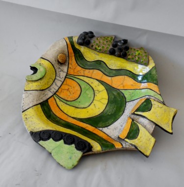 Design intitulada "coupe poisson jaune…" por Armelle Colombier, Obras de arte originais