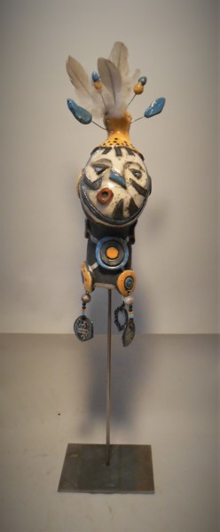 Sculpture titled "Tête 4" by Armelle Colombier, Original Artwork, Ceramics