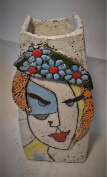 Diseño titulada "vase femme bleu" por Armelle Colombier, Obra de arte original, Arte de mesa