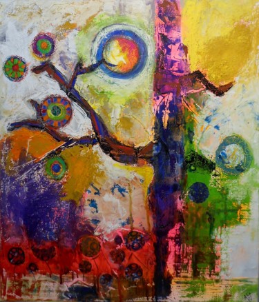 Peinture intitulée "l'arbre" par Armelle Colombier, Œuvre d'art originale, Acrylique