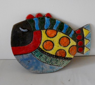 poisson mural 2 Sculpture intitulée "poisson mural 2" par Armelle Colombier, Œuvre d'art originale, Céramique