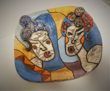Design intitulée "coupe carrée duo fe…" par Armelle Colombier, Œuvre d'art originale, Art de la table