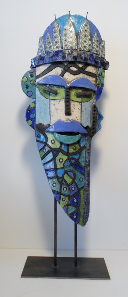 Sculpture intitulée "Masque l'homme à la…" par Armelle Colombier, Œuvre d'art originale, Céramique