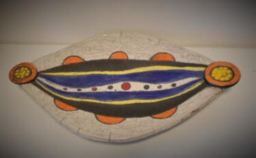 Diseño titulada "coupe ovale bleue l…" por Armelle Colombier, Obra de arte original, Arte de mesa