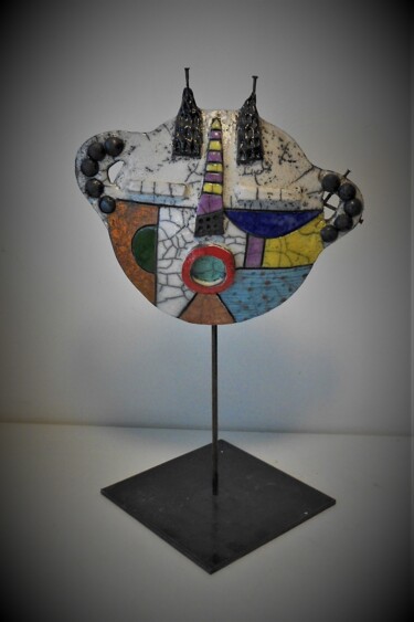 Sculpture titled "Totem 2 pointes" by Armelle Colombier, Original Artwork, Ceramics