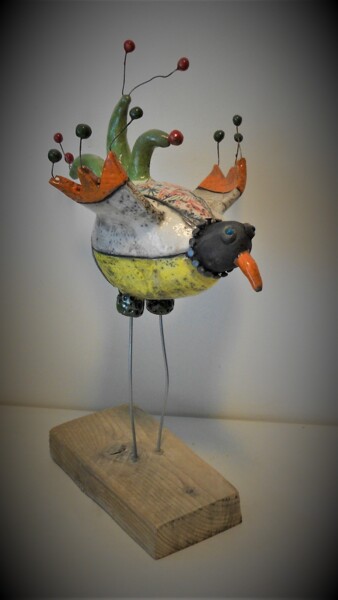 Sculpture intitulée "L'oiseau motif" par Armelle Colombier, Œuvre d'art originale, Céramique