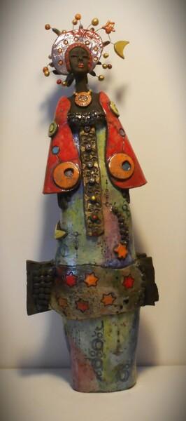 Sculptuur getiteld "La Reine d'étoile" door Armelle Colombier, Origineel Kunstwerk, Keramiek