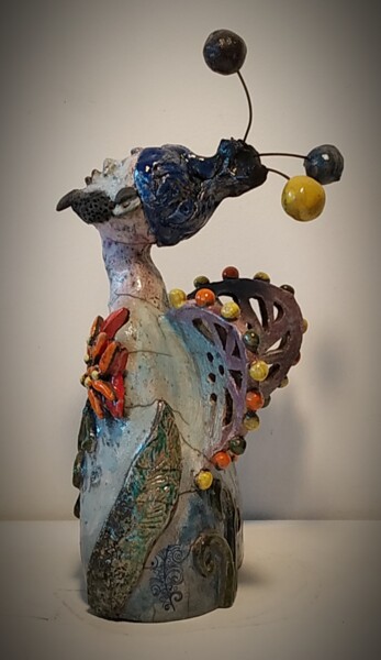 Sculptuur getiteld "L'Homme Ange" door Armelle Colombier, Origineel Kunstwerk, Keramiek