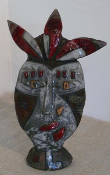 Sculpture intitulée "masque indien" par Armelle Colombier, Œuvre d'art originale